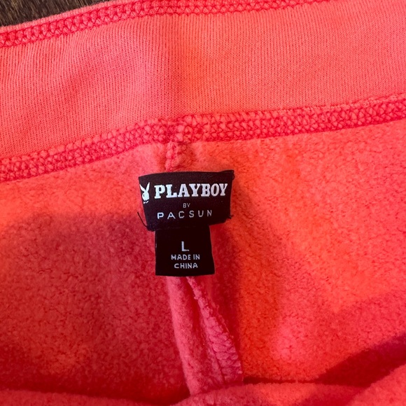 Playboy By PacSun Red Beach Sweat Shorts - Picture 2 of 3